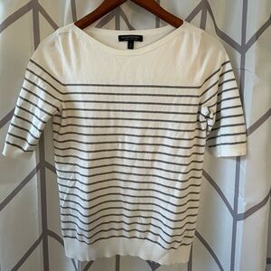 Banana Republic White and Black Striped Knit Too